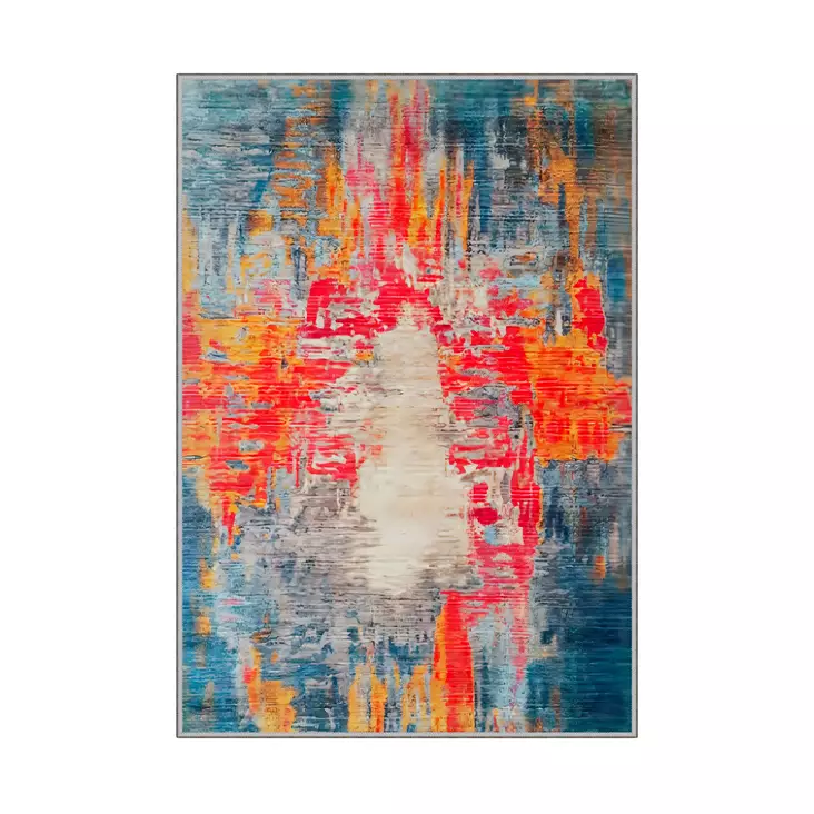 Matta Conceptum Wookece317 Vit Fuchsia Orange Blå Grå Polyester 80x150 cm - Små mattor och gångmattor - 8683742615156 - 1