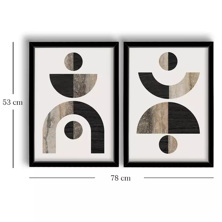Inramad MDF-tavla Wallity Brun Mink Vit Svart MDF 38x53 cm 2 Delar - Tavlor och ramar - 8683743825066 - 1