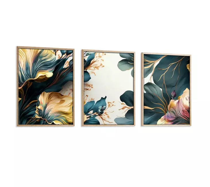 Dekorativ inramad MDF-tavla (3 delar), flerfärgad, 50 x 70 cm (3 delar), hållbar, högkvalitativ - Tavlor och ramar - 8684282341086 - 1