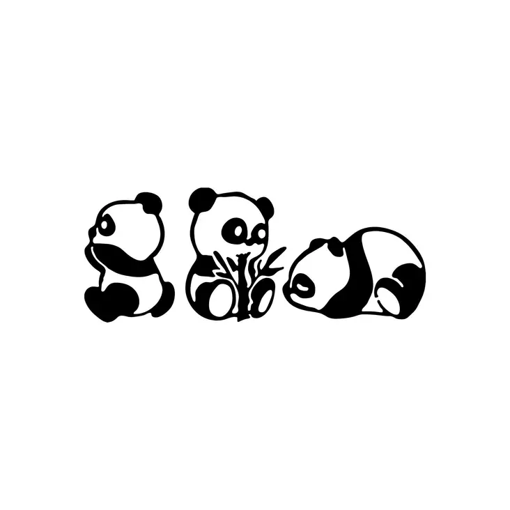 Väggdekor Metall Wallity Pandas Svart Metall 18x26 cm 20x27 cm 28x18 cm 3 Delar - Dekorationer, prydnadsföremål - 8683342941136 - 1