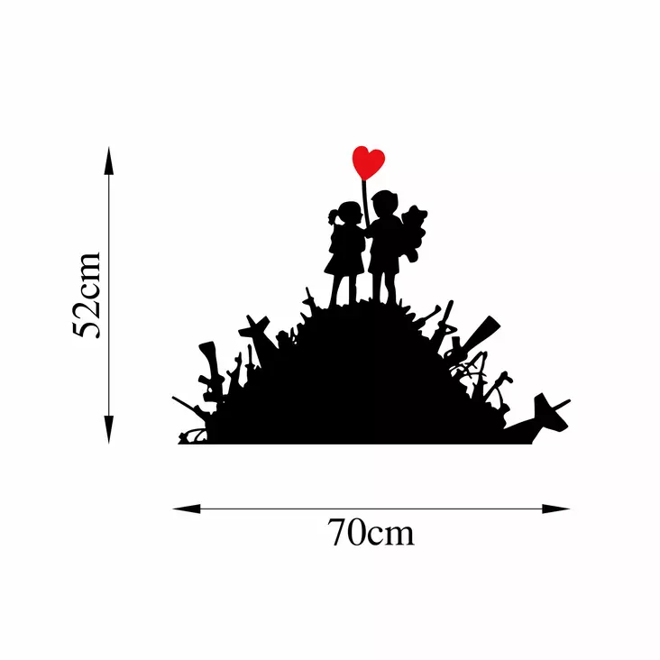 Väggdekor Metall Wallity Banksy Svart Röd Metall 52x70 cm - Dekorationer, prydnadsföremål - 8683743016716 - 1