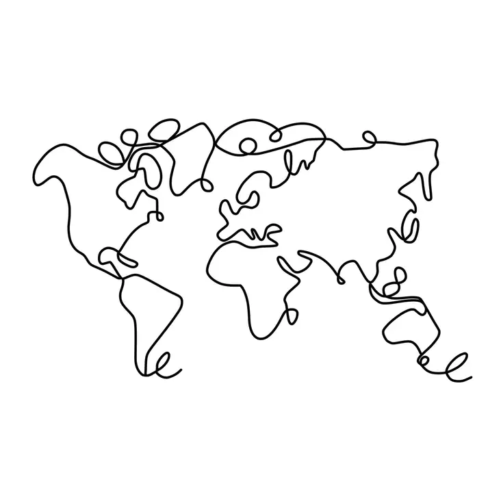Väggdekor Metall Wallity World Map Svart Metall 120x70 cm - Dekorationer, prydnadsföremål - 8683342853156 - 1