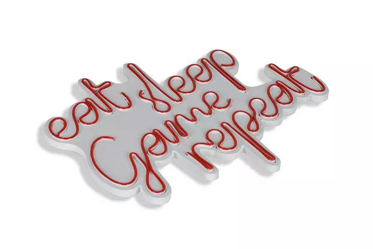 Dekorativ Led Väggbelysning Wallity Eat Sleep Game Repeat Röd Plast 51x40 cm - Ljussmycken och ljusfigurer - 8682870290006 - 1