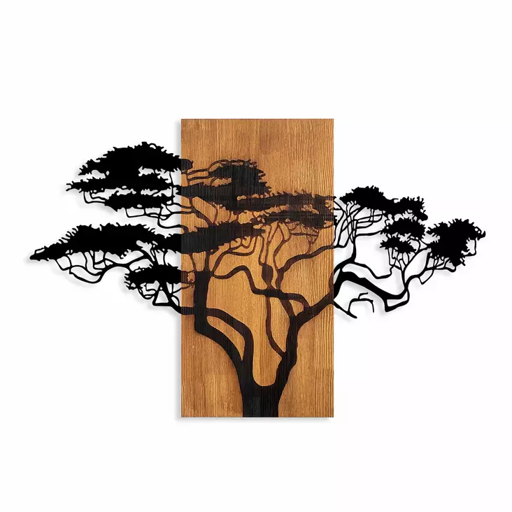 Väggdekor Trä Wallxpert Acacia Tree Valnöt/Svart Trä/Metall 90x58 cm - Dekorationer, prydnadsföremål - 8683743421176 - 1