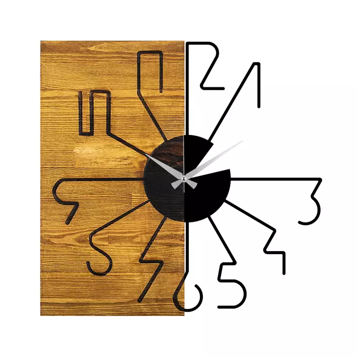 Väggklocka Wallity Wooden Clock Valnöt/Svart Trä 58x58 cm - Väggklockor - 8683342204606 - 1