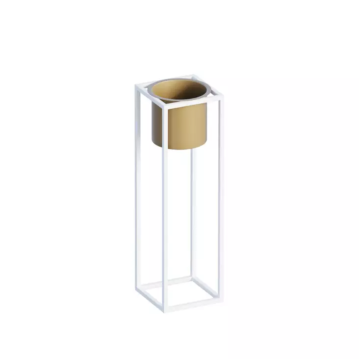 Dekorativ Kruka Aberto Design GED023C Vit Guld Metall 15x50x15 cm - Hängande blomkrukor och vaser - 8684282462446 - 1