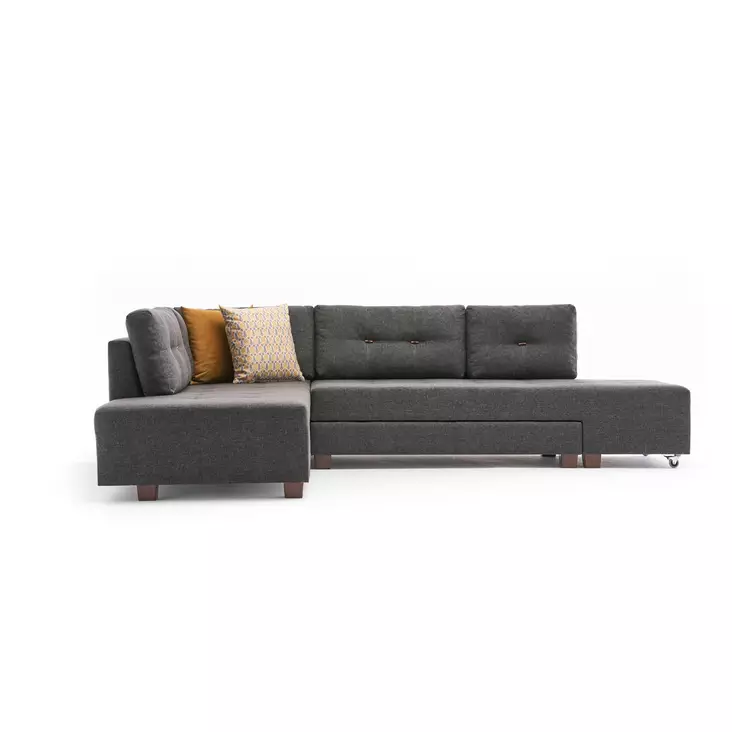 Hörnbäddsoffa Atelier del Sofa Manama Antracit Polyester 280x206x85 cm - Soffor - 8682870692886 - 1