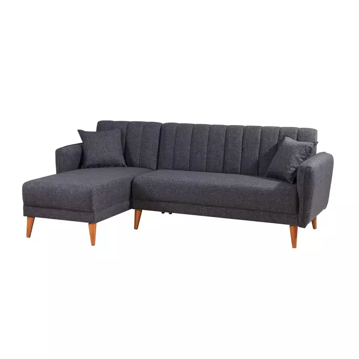 Hörnbäddsoffa Atelier del Sofa Aqua Linne Mörkgrå 225x150x85 cm - Soffor - 8682870104846 - 1