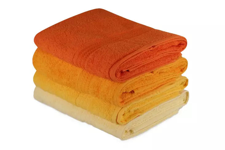 Badhandduksset (4 st), ljusgul gul ljusorange orange, 70 x 140 cm, mjuk, absorberande, slitstark - Handdukar - 8681181631126 - 1