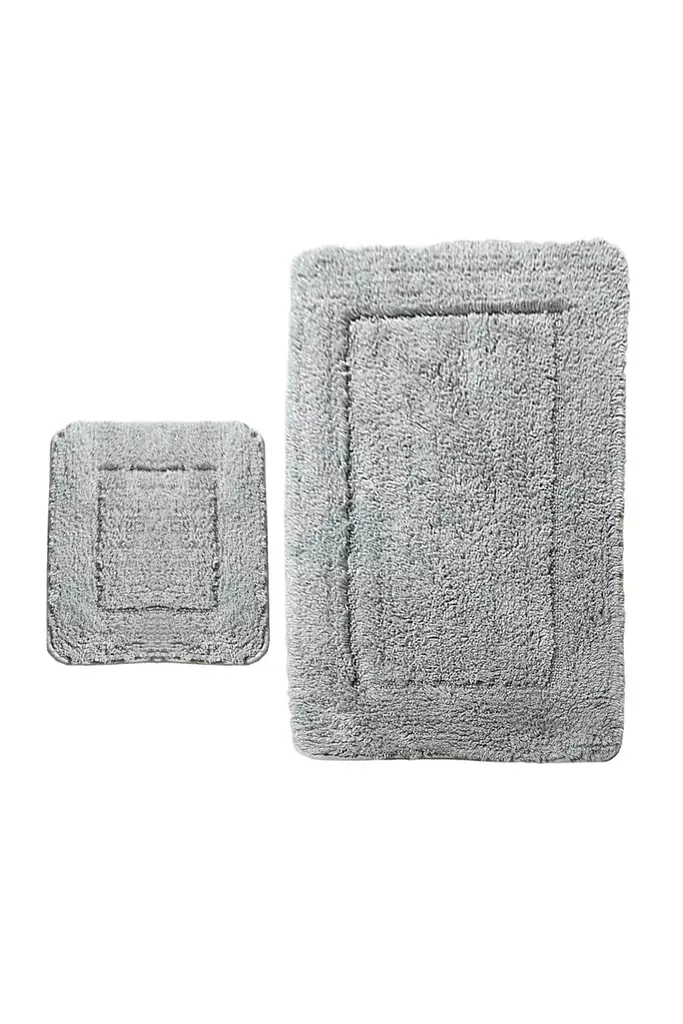Badrumsmatta Set Lessentiel Grå 100% Bomull 50x60 cm & 60x100 cm - Badrumsmattor och våtrumsmattor - 8683743364336 - 1