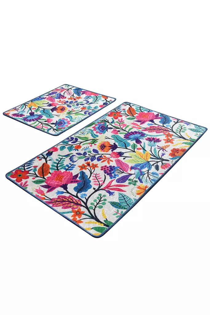 Luxus badrumsmatteset (2 st), flerfärgat, 50 x 60 cm och 60 x 100 cm, antibakteriellt, halkfritt - Badrumsmattor och våtrumsmattor - 8681875588606 - 1