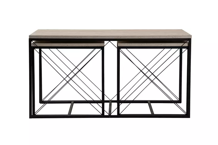 Soffbord Hanah Home Defne Svart Travertin Spånskiva 100x52x50 cm 45x52x45 cm - Soffbord - 8684283111206 - 1