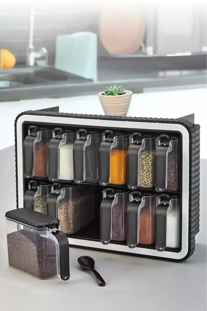 Kryddburk Set Hermia Svart Vit Plast 13 Delar - Dagliga köksartiklar - 8684283773206 - 1