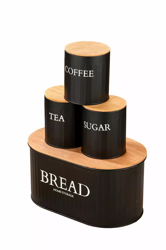 Förvaringslåda Set Hermia Svart Metall 4 Delar - Matlådor och matförvaringsbehållare - 8684283574766 - 1