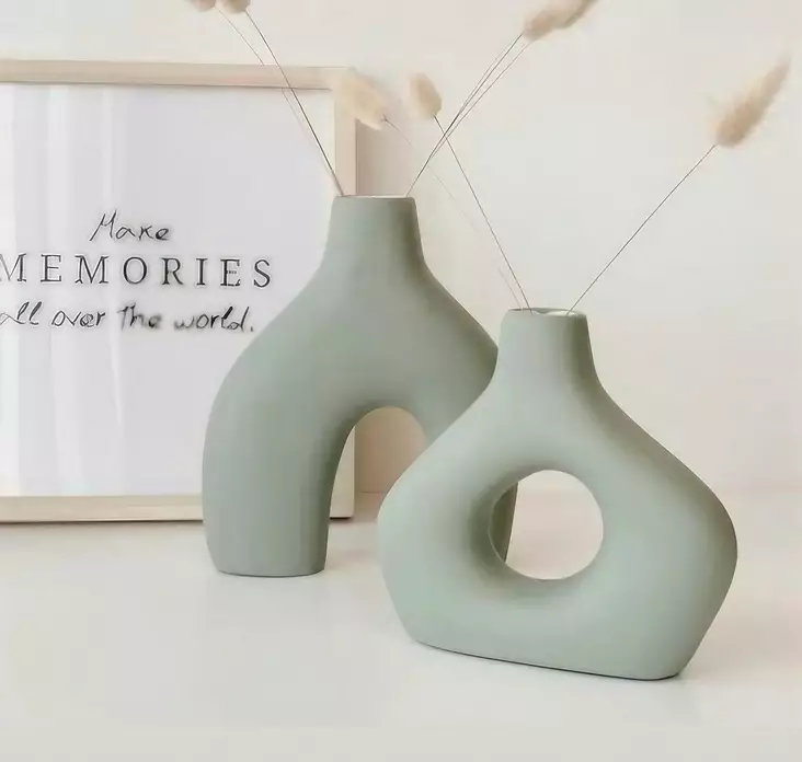 Vas Set Aberto Design CY0156 Mint Keramik 15x4x19 cm 16x4x15 cm - Hängande blomkrukor och vaser - 8684282979456 - 1