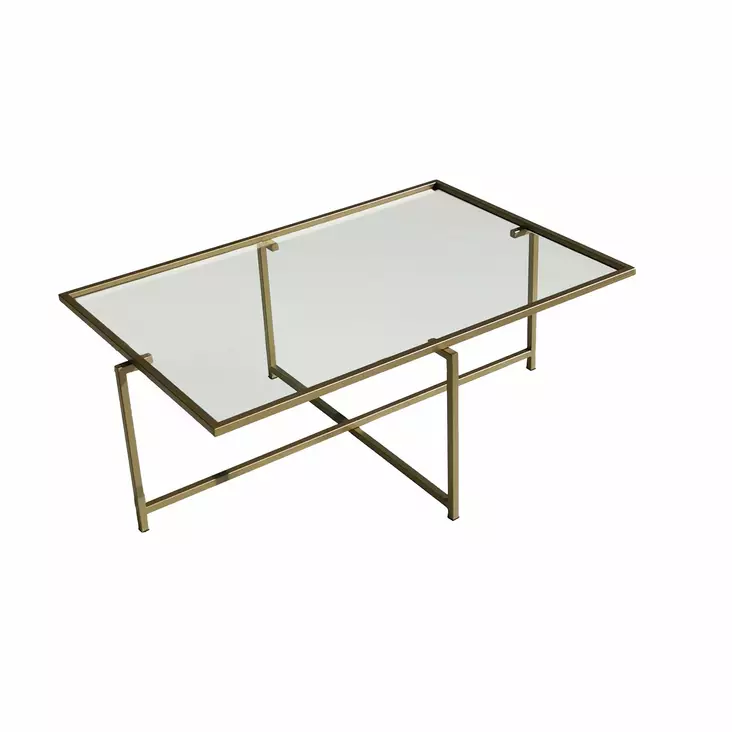 Soffbord Hanah Home Sun S410 Guld Härdat Glas 94x35x64 cm - Soffbord - 8683342949606 - 1