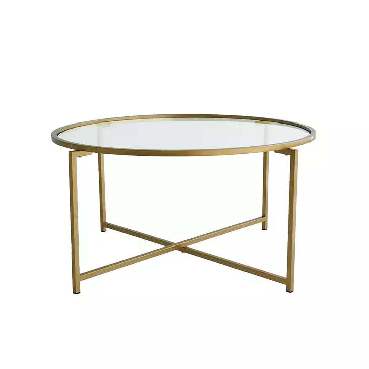 Soffbord Hanah Home Gold Sun S404 Guld Härdat Glas 83x40x83 cm - Soffbord - 8682870730946 - 1