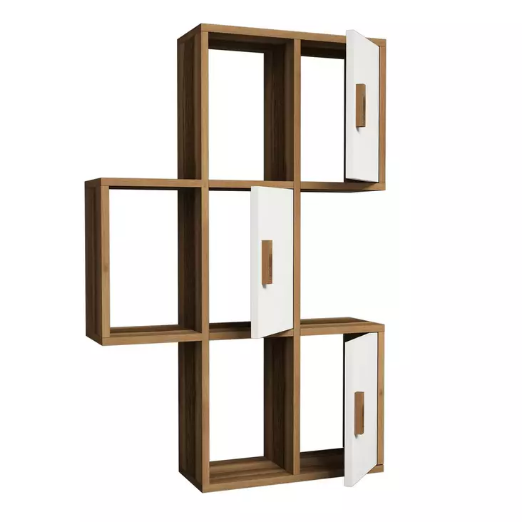 Vägghylla Hanah Home Flora Valnöt Vit Spånskiva 50x112,6x20 cm - Vägghyllor - 8681875184846 - 1