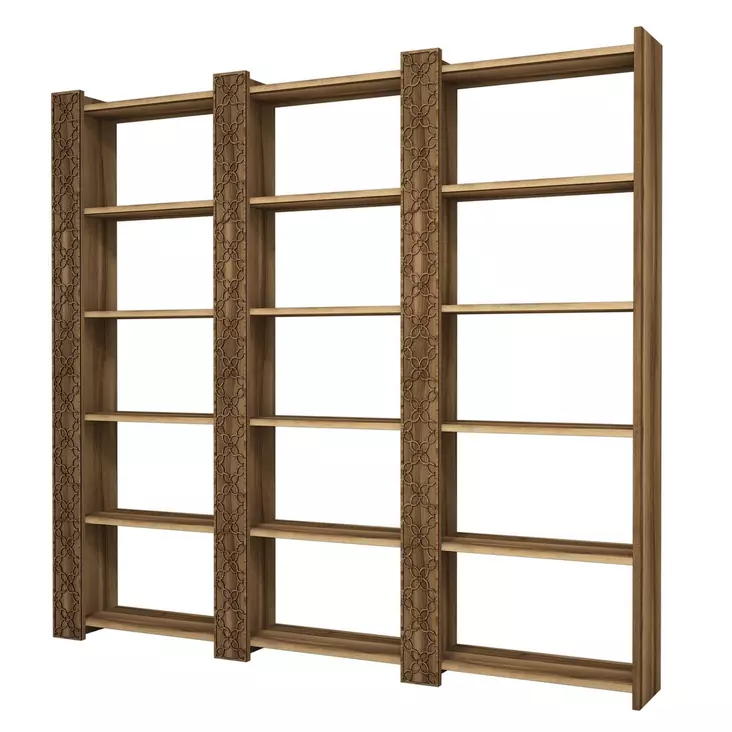 Bokhylla Hanah Home Walnut Valnöt Spånskiva 184,6x170x24,2 cm - Bokhyllor - 8681875183566 - 1