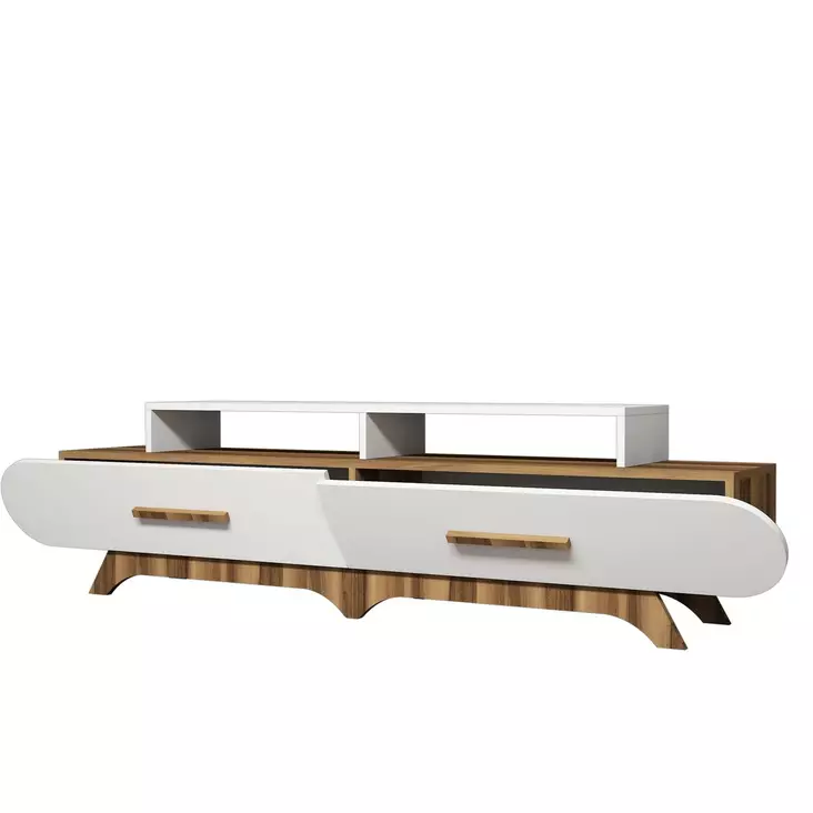 TV-bänk Hanah Home Flora Valnöt Vit Spånskiva 205x50x36,8 cm - TV-bänkar - 8681875184556 - 1