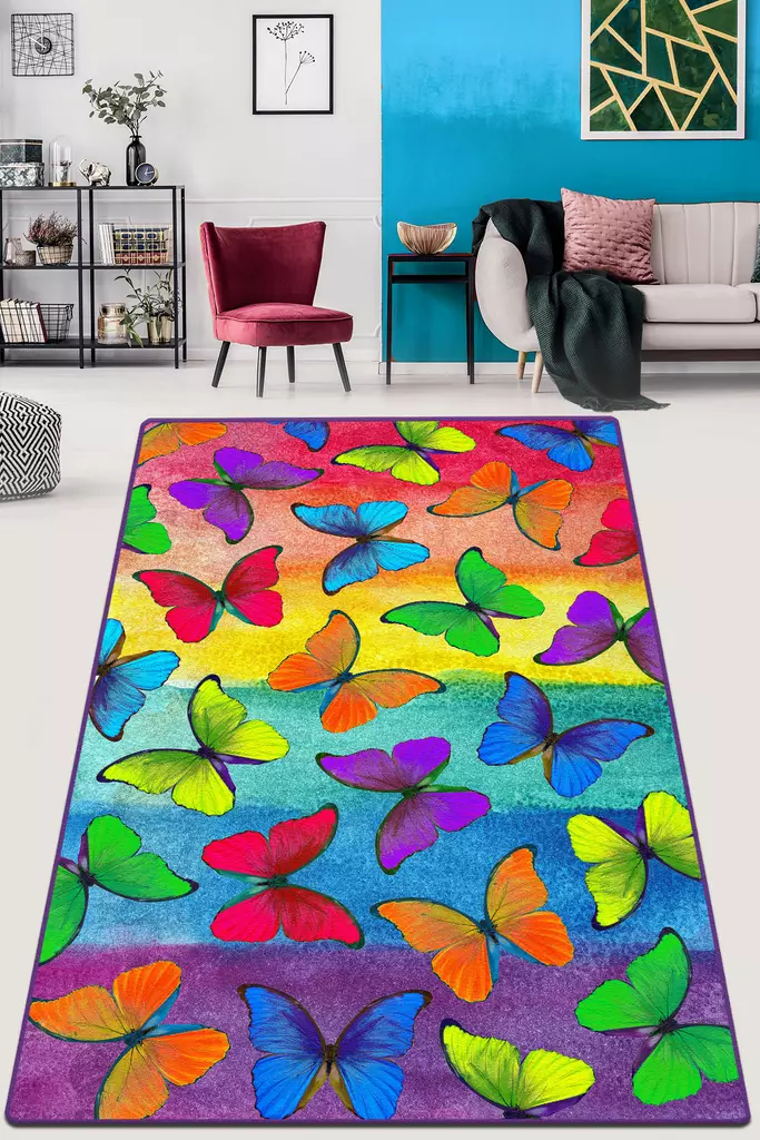 Matta Conceptum Farfalle Djt Flerfärgad Polyester 80x140 cm - Små mattor och gångmattor - 8682870888906 - 1