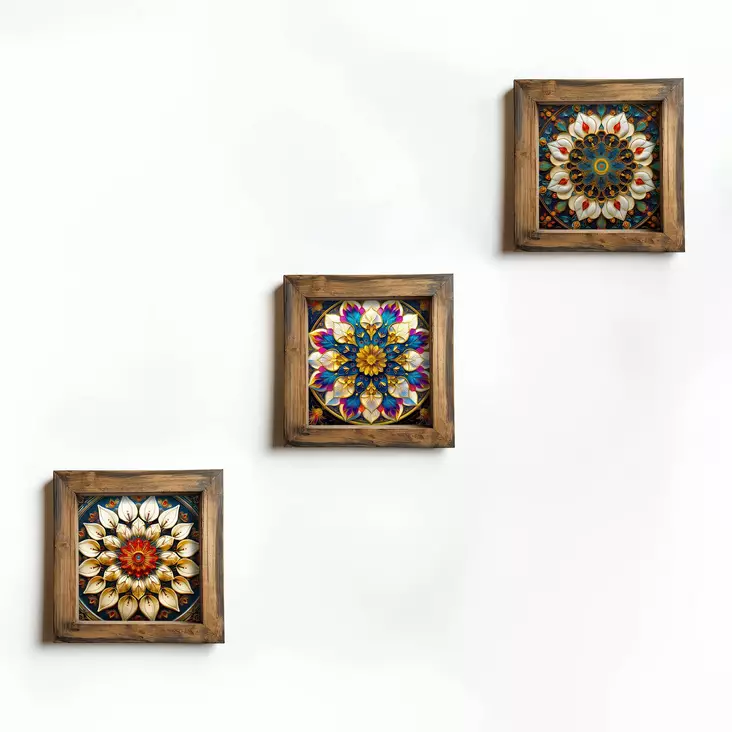 Inramad MDF-tavla Wallity Flerfärgad MDF 16x16x2 cm 3 Delar - Tavlor och ramar - 8684283650156 - 1