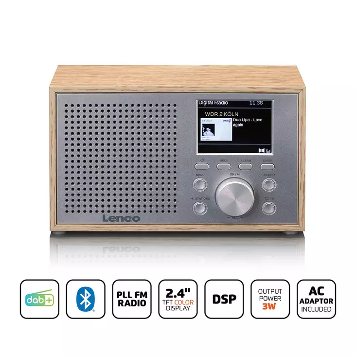 Mono DAB+ FM-radio med Bluetooth® Wood - Radioapparater - 8711902079736 - 1