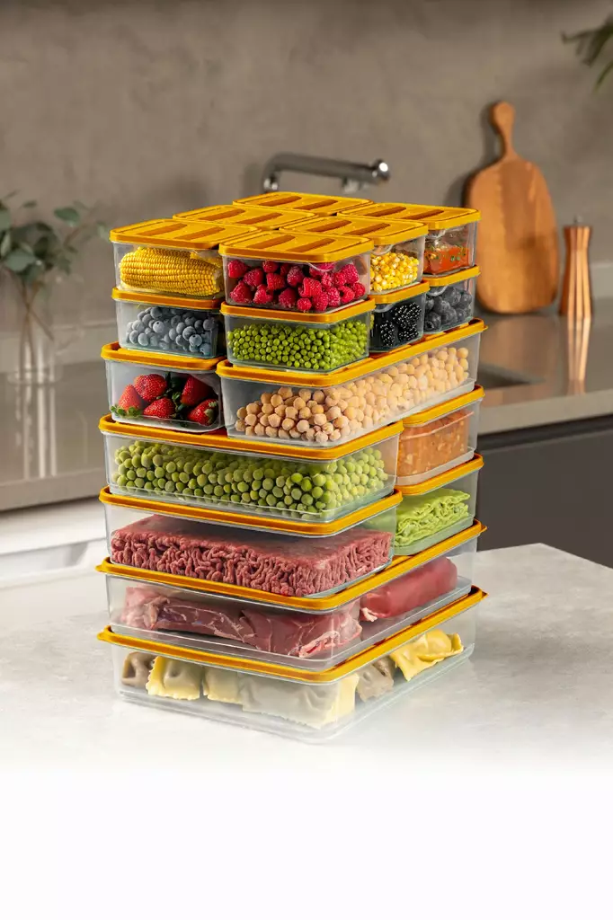 Förvaringslåda Set Hermia Orange Plast 19 Delar - Matlådor och matförvaringsbehållare - 8684283210336 - 1