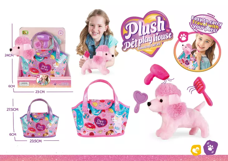 Mjuk Pudel i Väska med Tillbehör - För Barn 3+ År - Gosedjur - 6438484016806 - 1