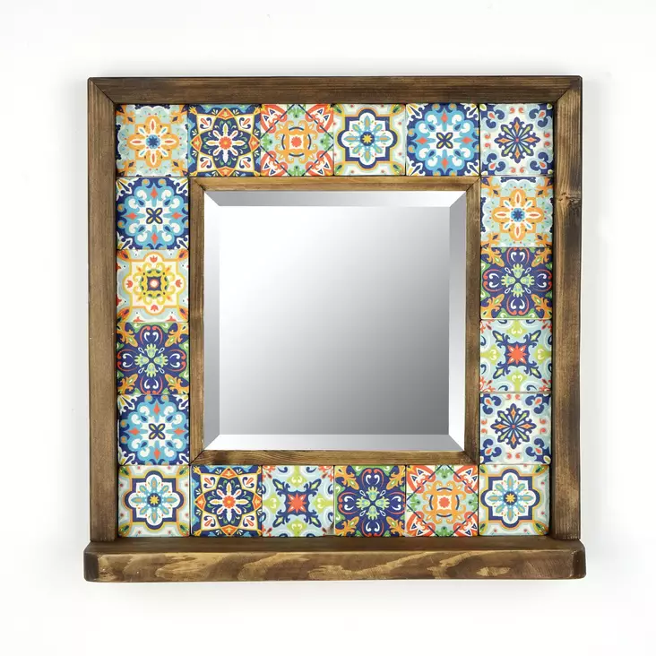 Spegel Hanah Home Sto016 Multicolor Massiv Furu 32,5x33x8 cm - Speglar - 8683342296946 - 1