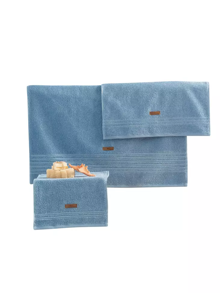 Handduksset L'essentiel Blå 100% Bomull 75x150 cm & 50x90 cm & 30x50 cm - Handdukar - 8683743425846 - 1