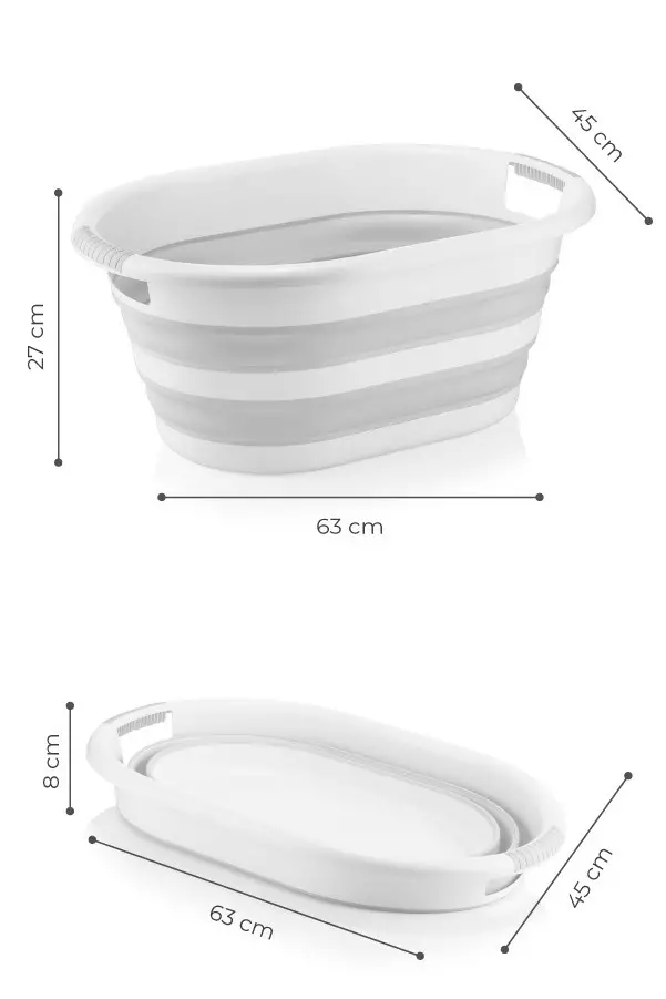 Tvättkorg L'essentiel Grå 100% Plast 45x63x30 cm & 45x63x10 cm - Torkställningar och tvättkorgar - 8683342484206 - 1