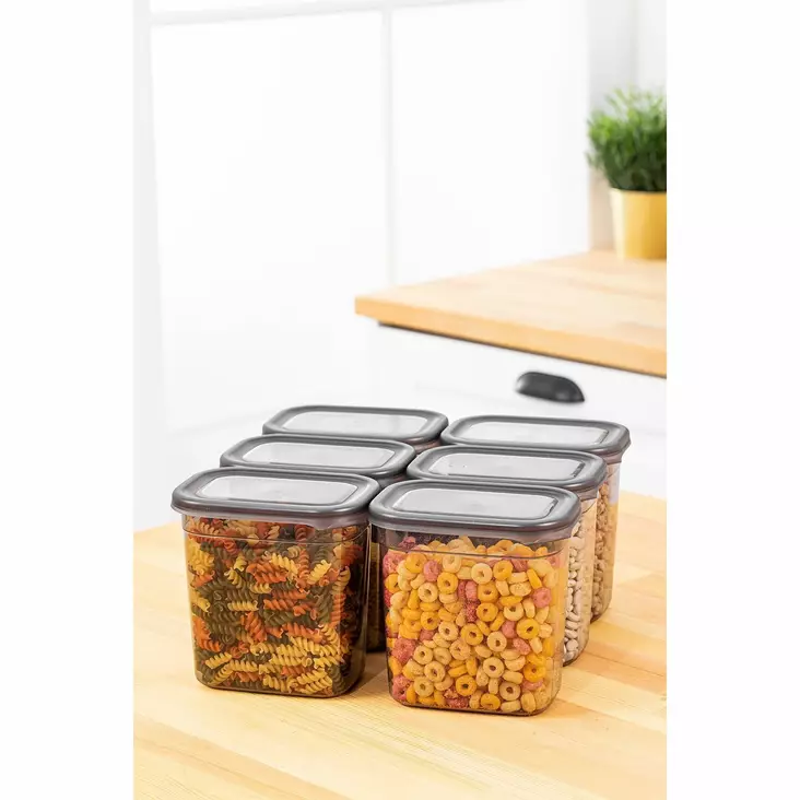 Förvaringslådeset (6 delar), antracit, 14 x 14 x 10 cm, hållbar, rymlig, stilren - Plastlådor och förvaringslådor - 8683742868736 - 1