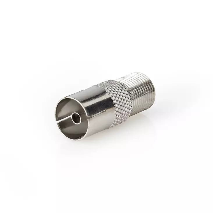 Satellite & Antenn Adapter | F Hona | IEC (Koax) Hona | Nickelplaterad | 75 Ohm | Rak | Metall | Silver | 1 st. | Låda - Antennkontakter och adaptrar - 5412810319916 - 1