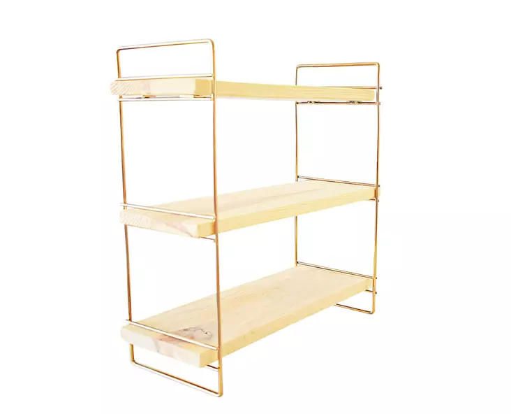 Vägghylla, guldbrun, 40 x 16 x 40 cm, tålig, unik - Hylla och klädhängare - 8682870729636 - 1