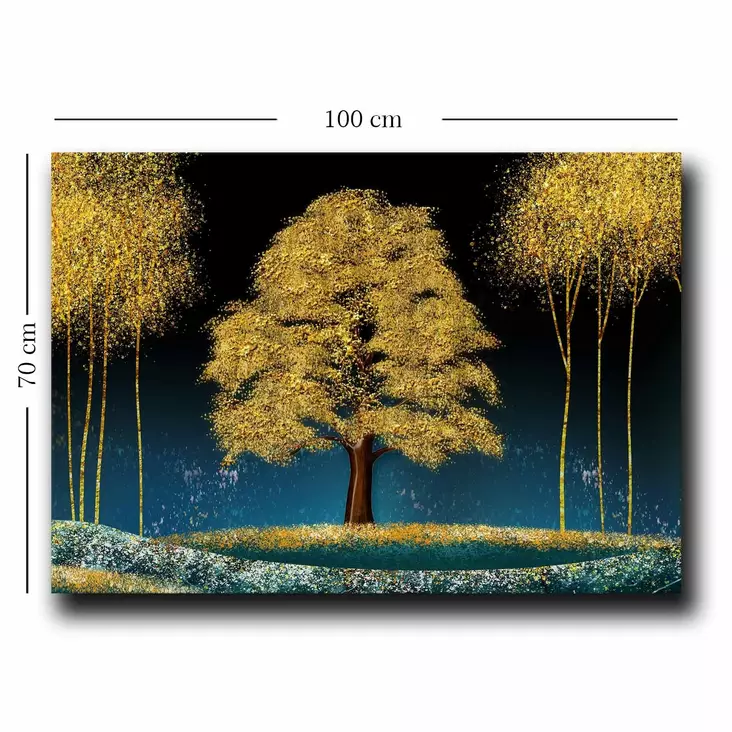 Canvastavla Wallity Blå Marinblå Guld Brun Canvas Trä 70x100 cm - Tavlor och ramar - 8683743826216 - 1