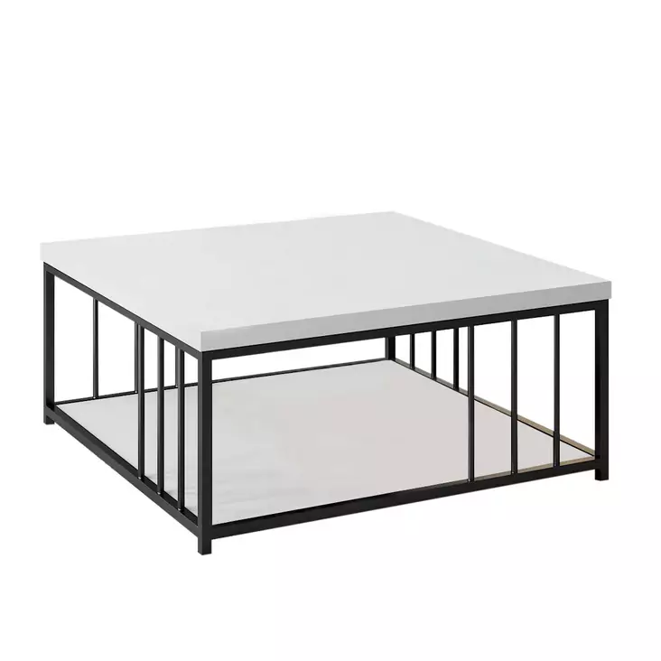 Soffbord Hanah Home Zenn Vit Svart Spånskiva 90x90x40 cm - Soffbord - 8683743791286 - 1