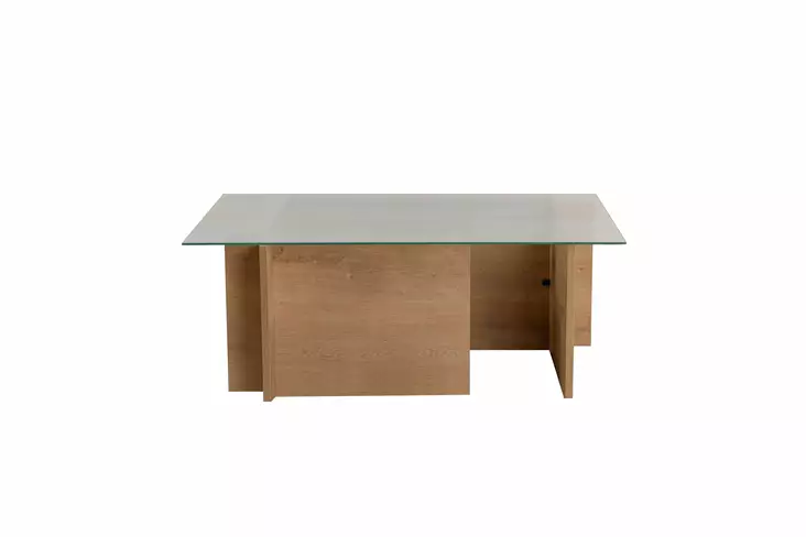 Soffbord Nordure Vetrino Honey Oak Härdat Glas Spånskiva 105x40x65 cm - Soffbord - 8684283427826 - 1