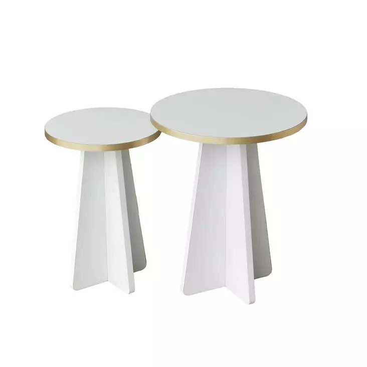 Soffbord Hanah Home Mushroom 2 Guld Vit Spånskiva 40x50x40 cm 30x45x30 cm - Soffbord - 8684282402596 - 1