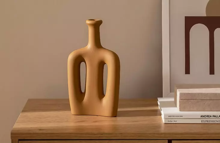 Vas Aberto Design CY0124 Tan Keramik 15x5x27 cm - Hängande blomkrukor och vaser - 8684282979166 - 1