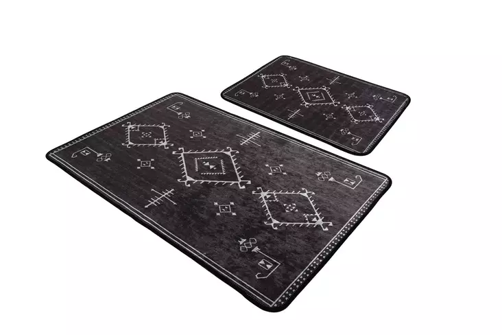 Badrumsmatta Set Mijölnir Mörkgrå 100% Polyester Antibakteriell Halkfri 50x60 cm & 60x100 cm - Badrumsmattor och våtrumsmattor - 8683342801096 - 1