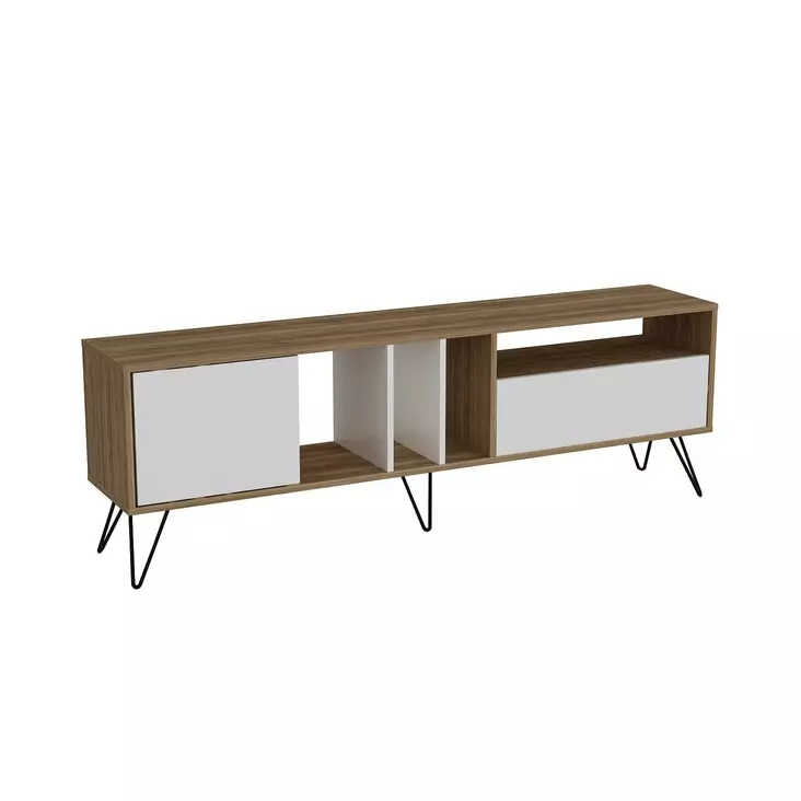 TV-bänk Hanah Home Mistico Valnöt Vit Spånskiva 180x58,7x35,5 cm - TV-bänkar - 8681875670486 - 1