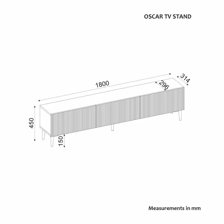 TV-bänk Hanah Home Oscar Antracit Spånskiva 180x45x31,4 cm - TV-bänkar - 8684283787876 - 1