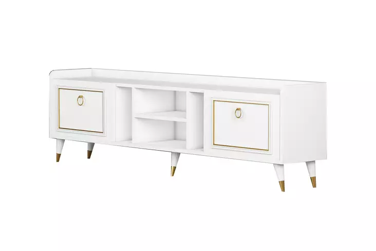 TV-bänk Hanah Home Rudy v2 Vit Guld Spånskiva 180x55x35 cm - TV-bänkar - 8683743786046 - 1