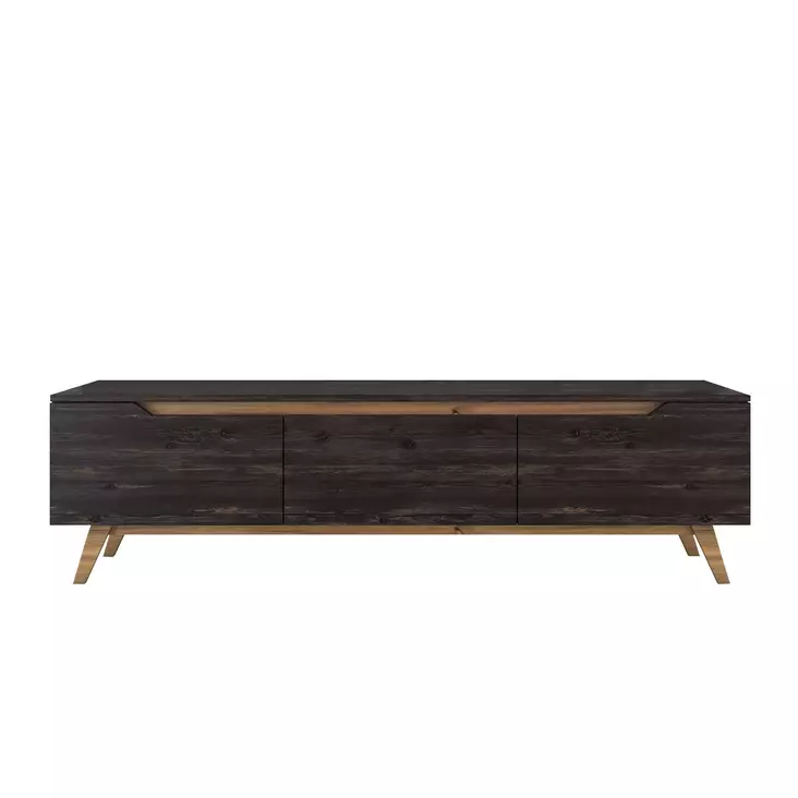 TV-bänk Hanah Home D1 1009 Svart Valnöt Spånskiva 180x48,6x35 cm - TV-bänkar - 8681875459746 - 1