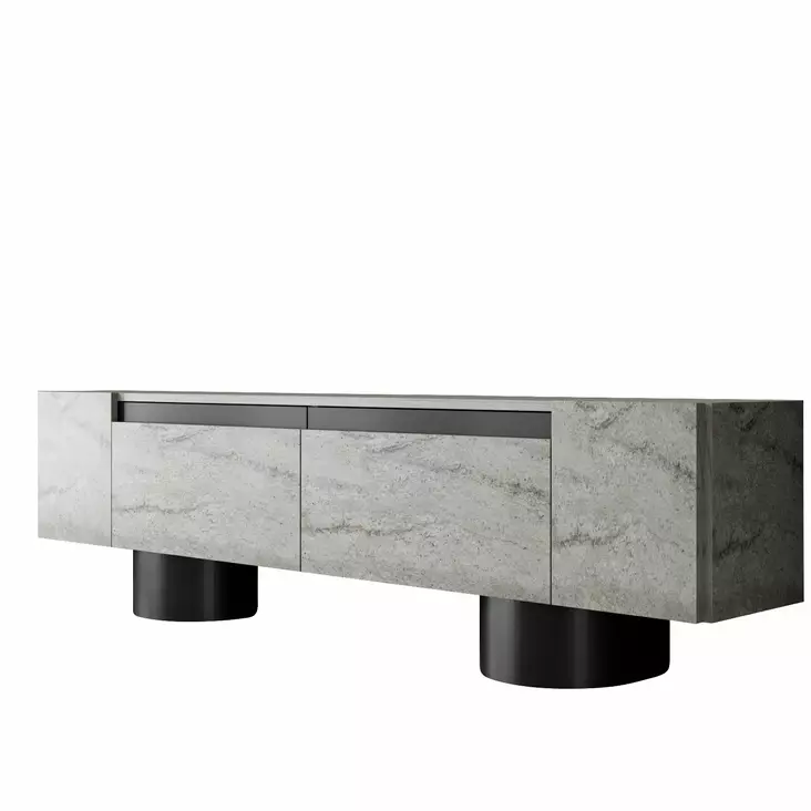 TV-bänk Hanah Home Bohem Travertin Svart Spånskiva 180x50x30 cm - TV-bänkar - 8684283557196 - 1