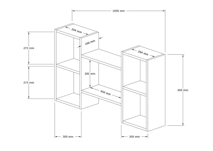 Vägghylla Hanah Home Bambi Vit Valnöt Spånskiva 105x60x20 cm - Möbler - 8681875147056 - 1