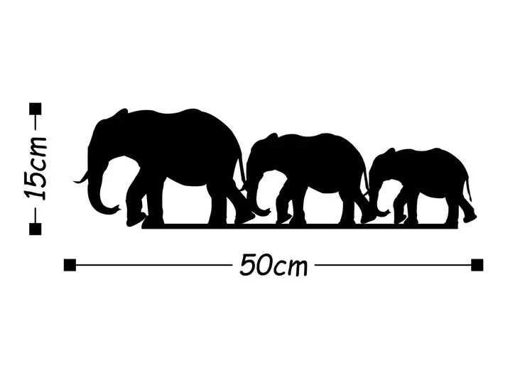 Väggdekor Metall Wallity Elephants Svart Metall 15x50 cm - Dekorationer, prydnadsföremål - 8681875450866 - 1