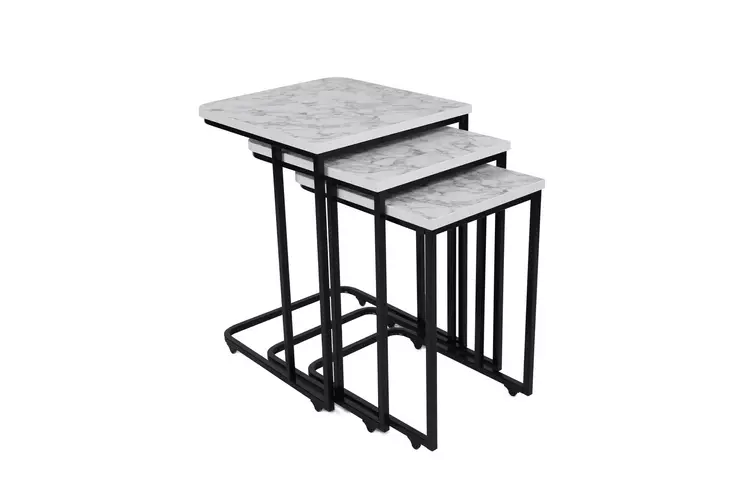 Zigzagbord Hanah Home Ce Metal Zigon Vit Svart Metall MDF 41x46x48,8 36x44x53,8 31x42x59 cm - Bord - 8683743767106 - 1