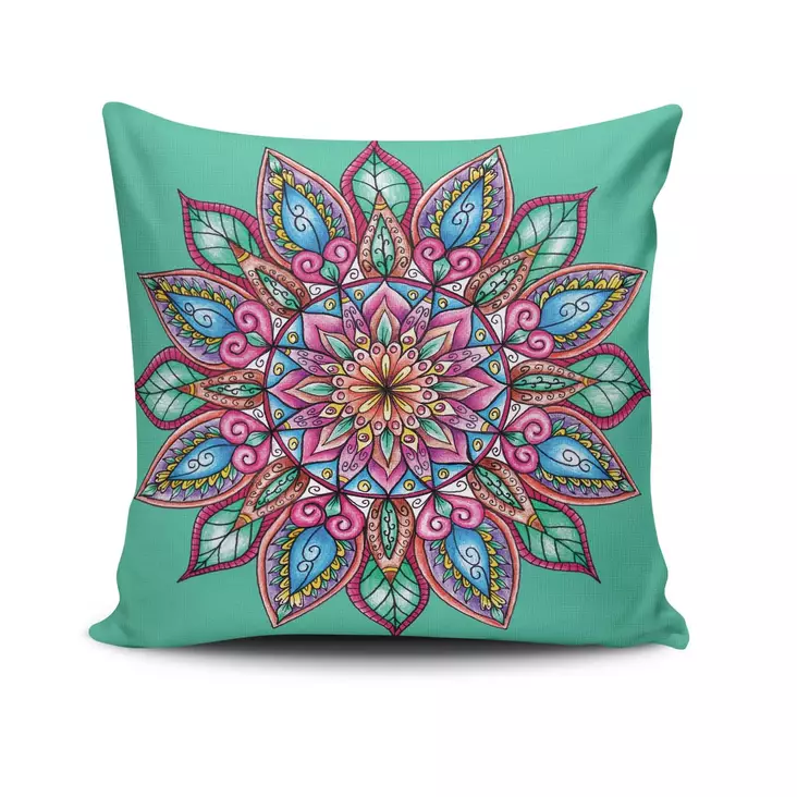 Prydnadskudde Aberto Design Mandala 11 Flerfärgad Bomull Polyester 43x43 cm - Kuddar och täcken - 8681181676066 - 1